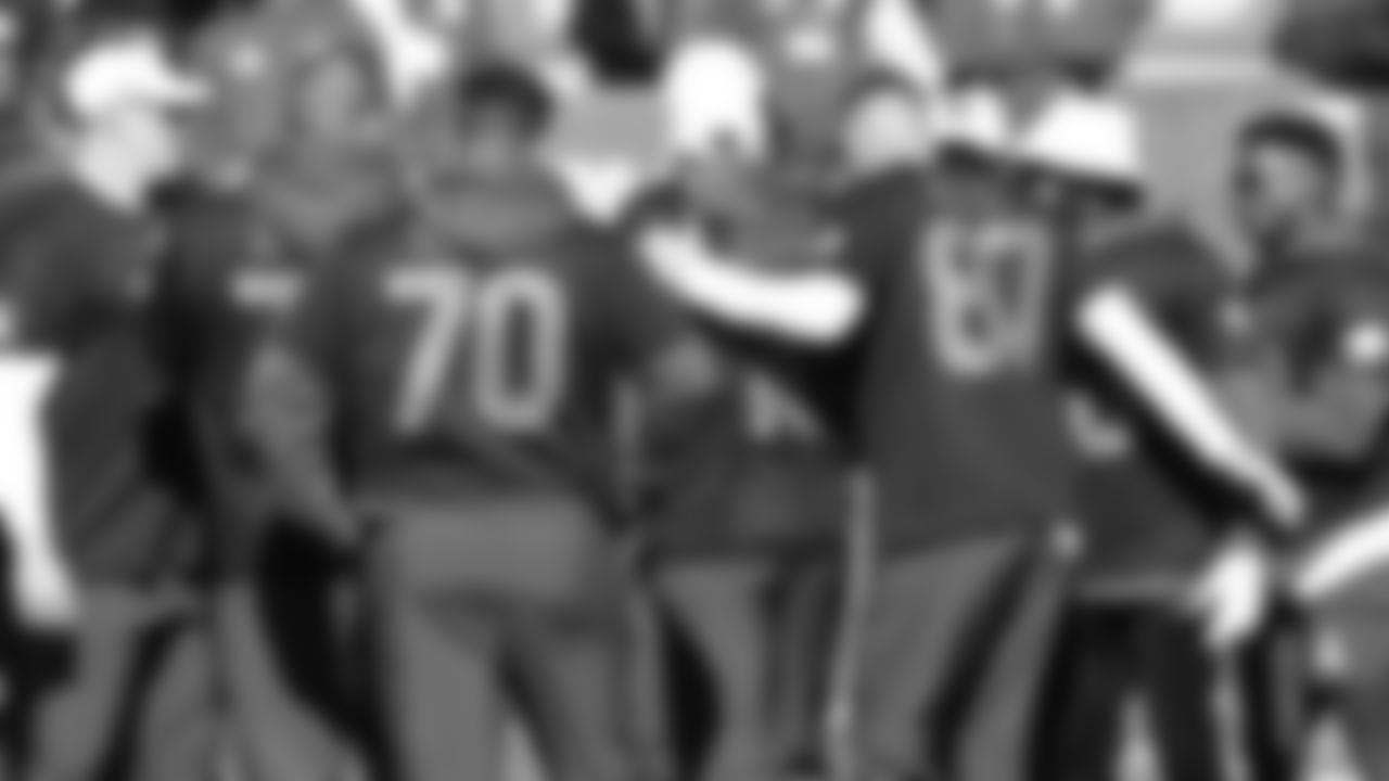 The offensive huddle during the 2022 NFL Pro Bowl practice on Friday February 4, 2022
