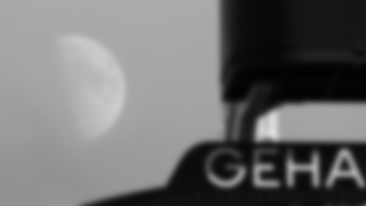 The Moon in the sky during the Week 7 NFL football game on Sunday, October 22, 2023 at GEHA Field at Arrowhead Stadium.