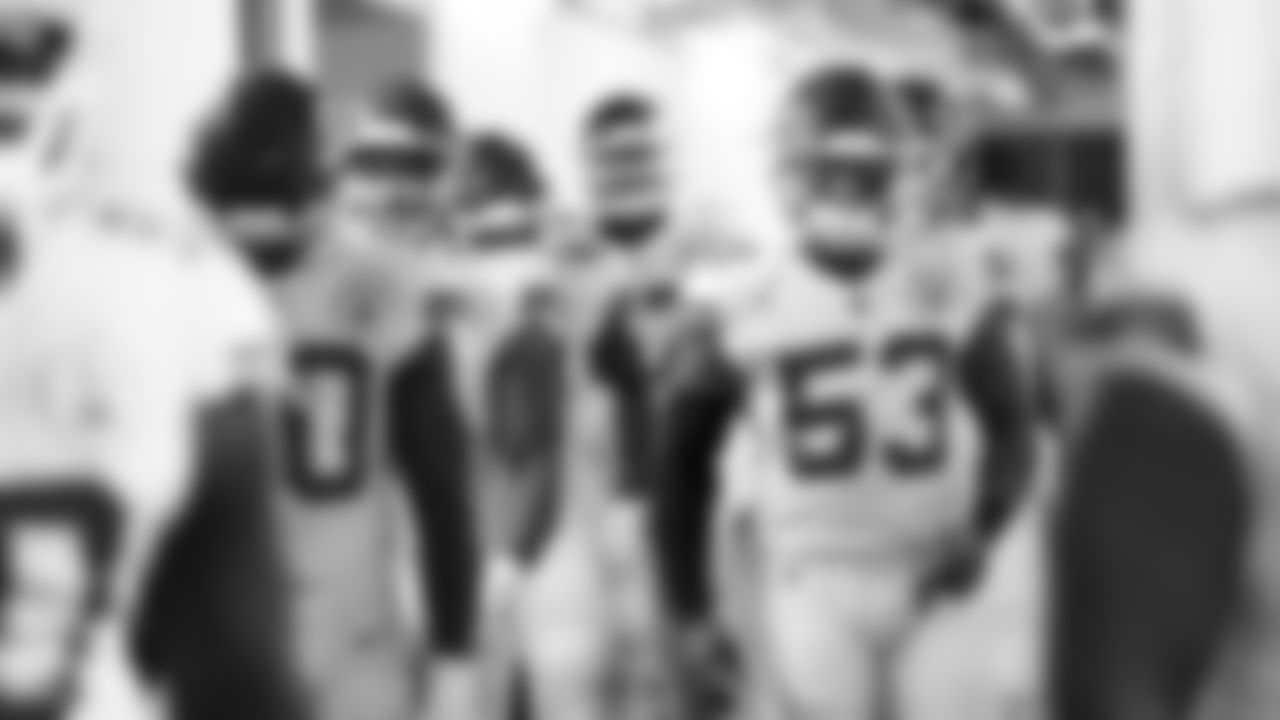 Kansas City Chiefs inside linebacker Anthony Hitchens (53) prior to an NFL football game against the Las Vegas Raiders, Sunday, November 14, 2021 in Las Vegas.