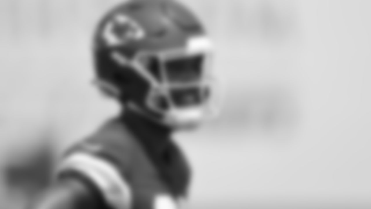 Kansas City Chiefs tight end Kendall Blanton (80) at day 3 of OTAs on Wednesday, May 24, 2023 in Kansas City, MO.