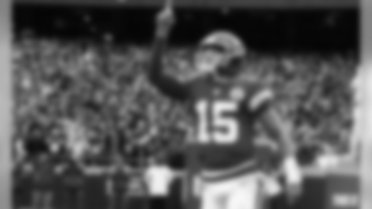 Kansas City Chiefs Quarterback Patrick Mahomes (15) prior to the game between the Kansas City Chiefs and the Los Angeles Chargers at Arrowhead Stadium.