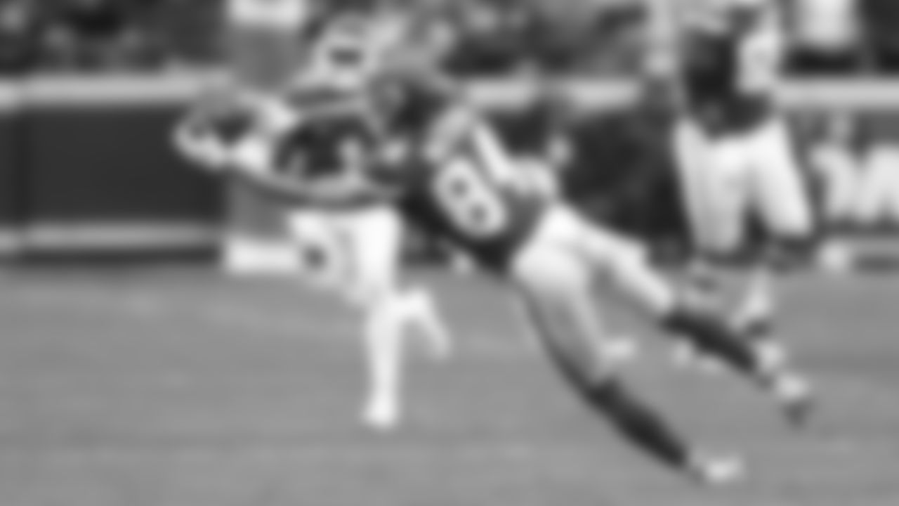 Kansas City Chiefs wide receiver Justin Watson (84) makes a diving catch during an NFL football game against the Jacksonville Jaguars, Saturday January 21, 2023 in Kansas City.