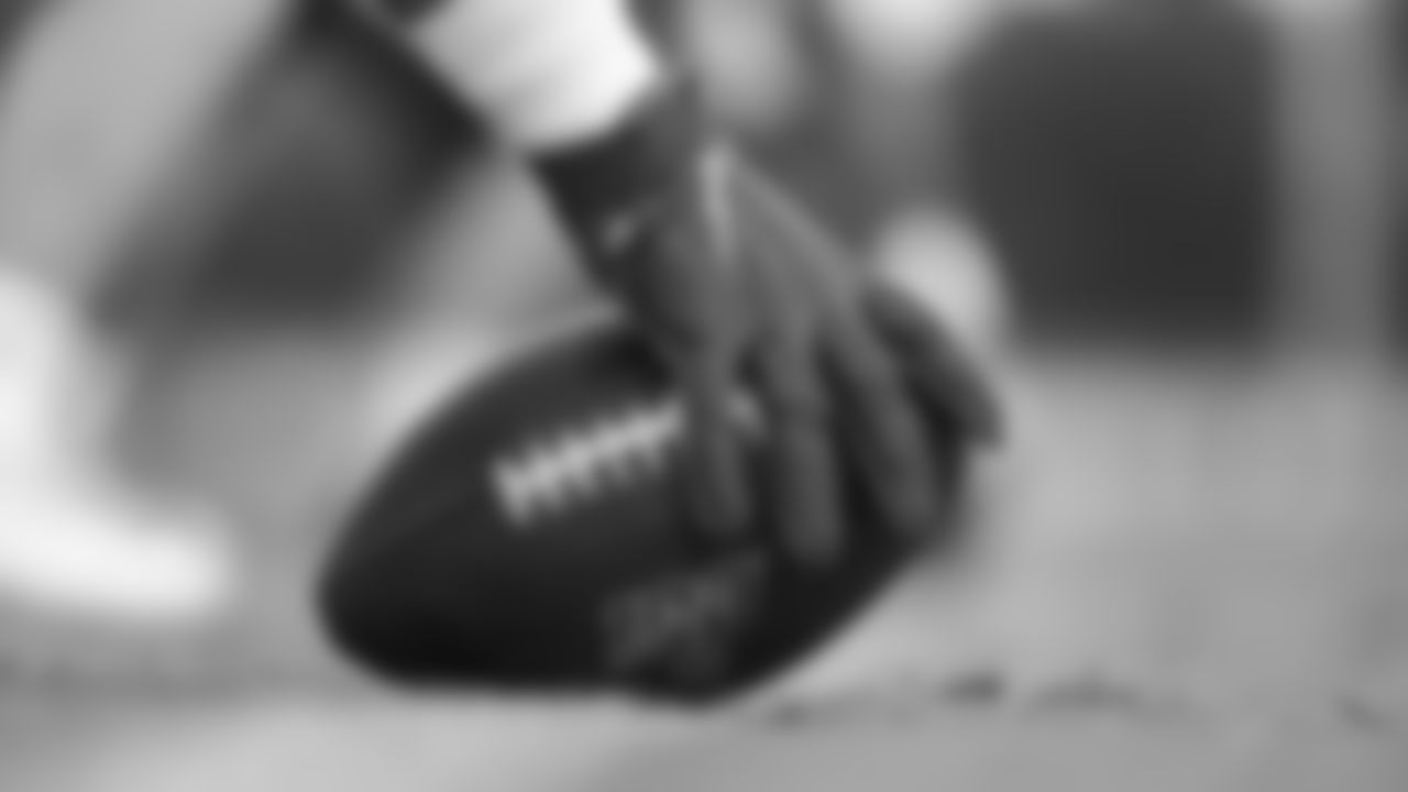 Football snap during a 2019 Training Camp practice at Missouri Western State University, in St Joseph Missouri.