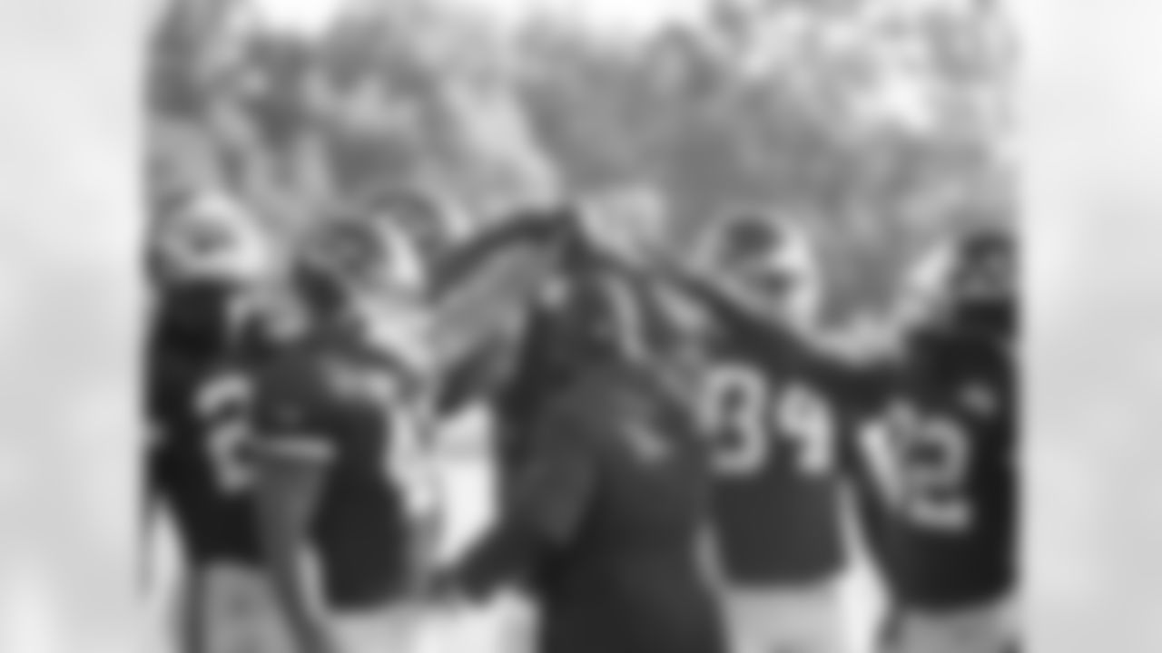 Kansas City Chiefs running backs huddle prior practice on the thirteenth day of training camp on Mosaic Life Care Field at the campus of Missouri Western State University on Tuesday, August 16, 2016.