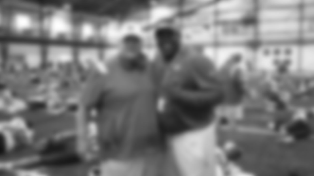 Kansas City Chiefs Head Coach Andy Reid and former defensive tackle Warren Sapp during training camp at Missouri Western State University.