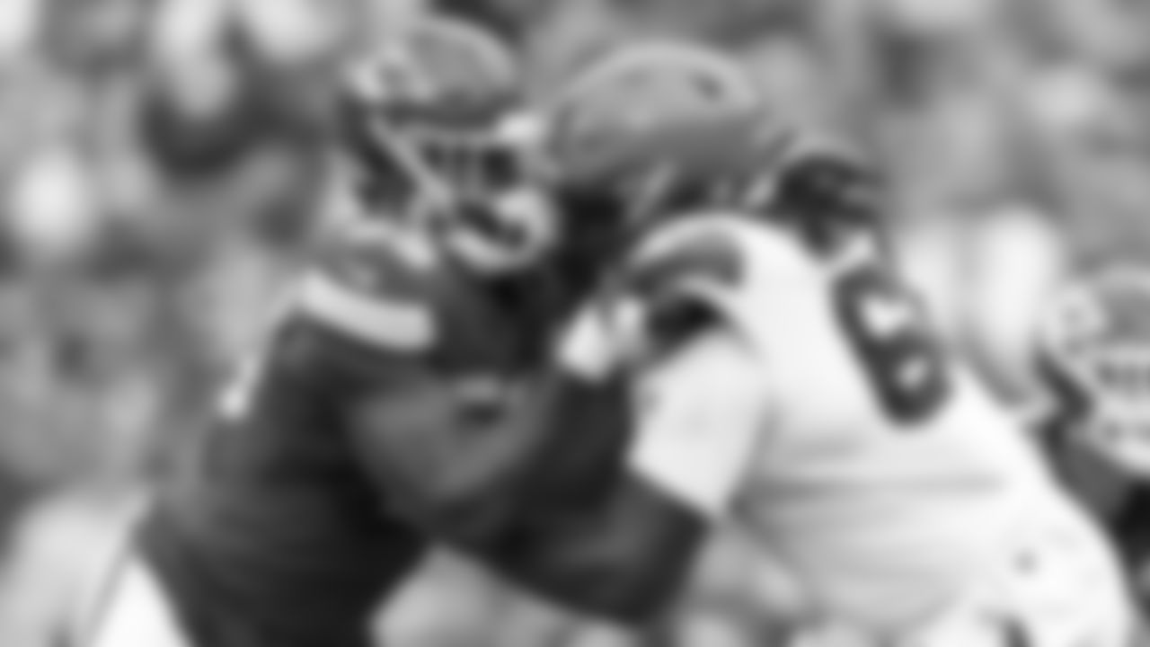 Kansas City Chiefs defensive end Joshua Kaindoh (59) during the Chiefs preseason Week 3 matchup against the Cleveland Browns at GEHA Field at Arrowhead Stadium on Saturday, August 26, 2023.