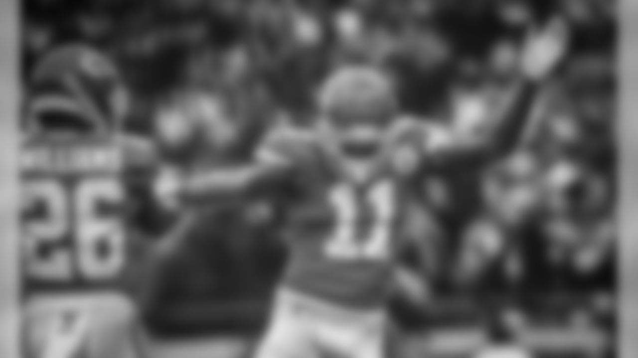 Kansas City Chiefs Wide Receiver Demarcus Robinson (11) during the game between the Kansas City Chiefs and the Los Angeles Chargers at Arrowhead Stadium.