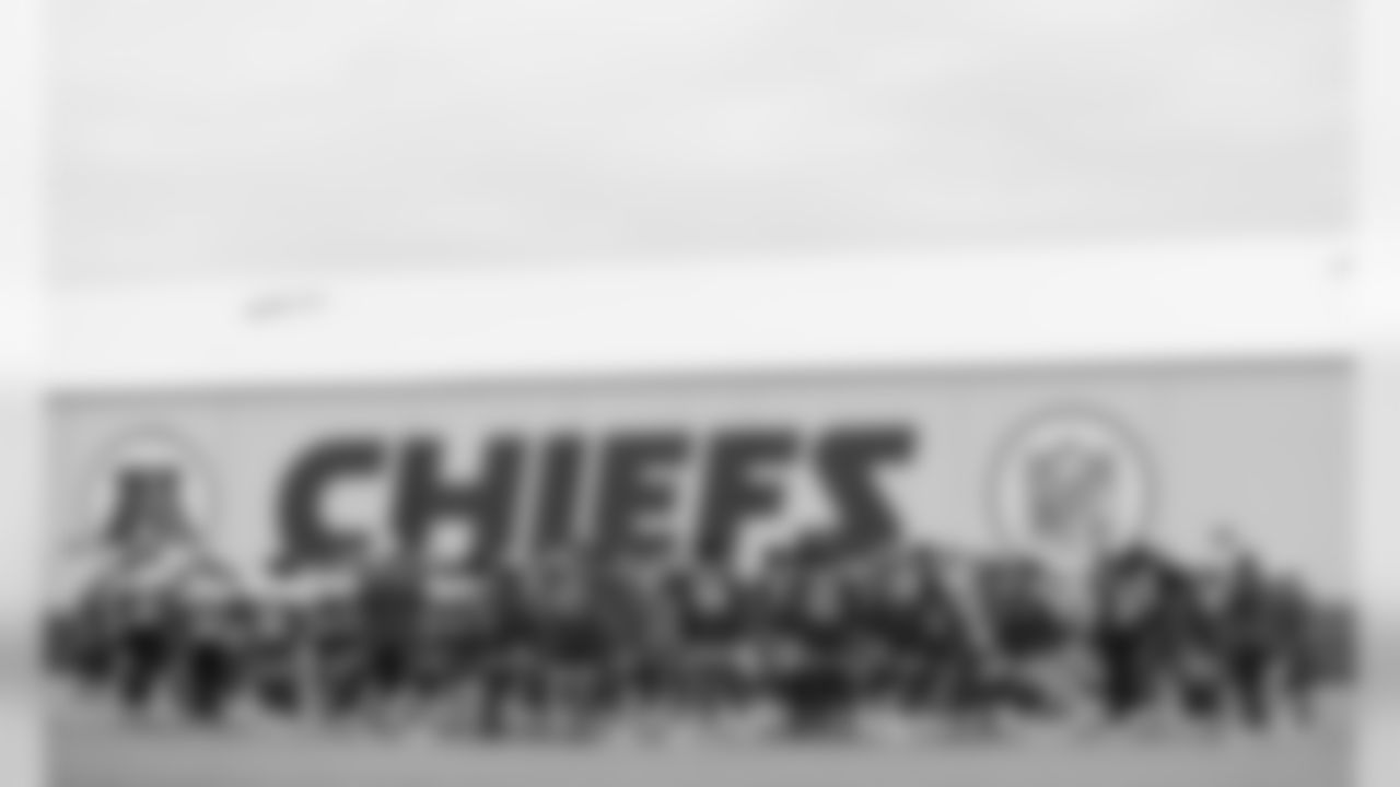 The Kansas City Chiefs huddle after a 2019 practice at the University of Kansas Health System Training Complex in Kansas City, MO.