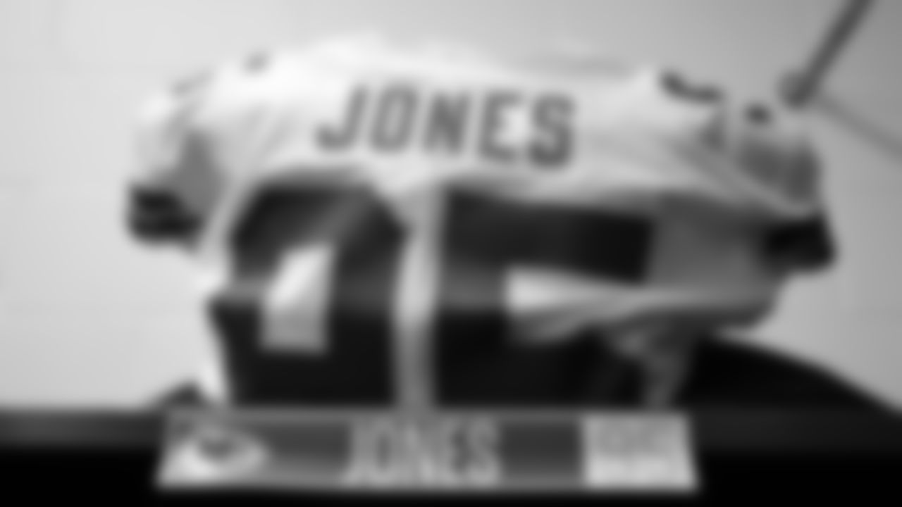 Kansas City Chiefs defensive end Chris Jones's jersey prior to the Week 2 game against the Baltimore Ravens at M&T Bank Stadium on September 19, 2021