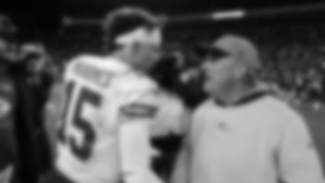 Kansas City Chiefs quarterback Patrick Mahomes (15) after an NFL football game against the Denver Broncos on Saturday, January 8, 2021 in Denver.