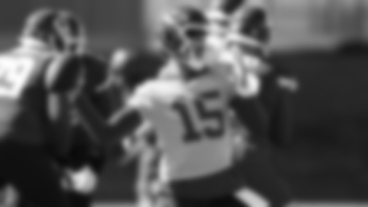 Kansas City Chiefs quarterback Patrick Mahomes (15) during in-season practice on Thursday, October 19, 2023 in Kansas City, MO.
