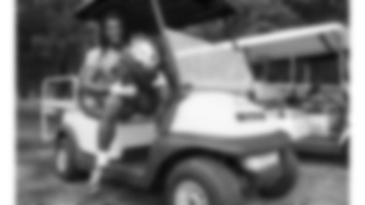 Kansas City Chiefs running back Isiah Pacheco (10) getting out of a golf cart day three of Kansas City Chiefs pre Training Camp in St. Joseph, MO on Friday, July 21, 2023.