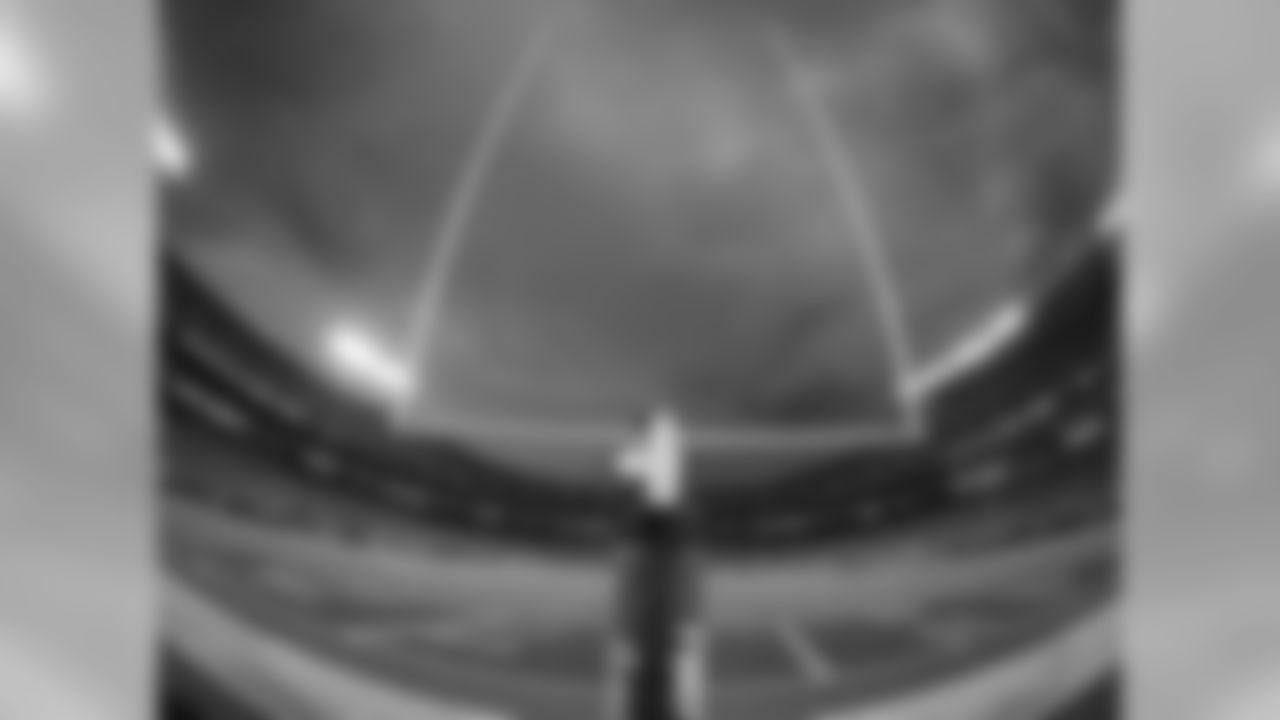 Sky and clouds through the goal post during Texans at Chiefs at Arrowhead Stadium on 8/9/18.