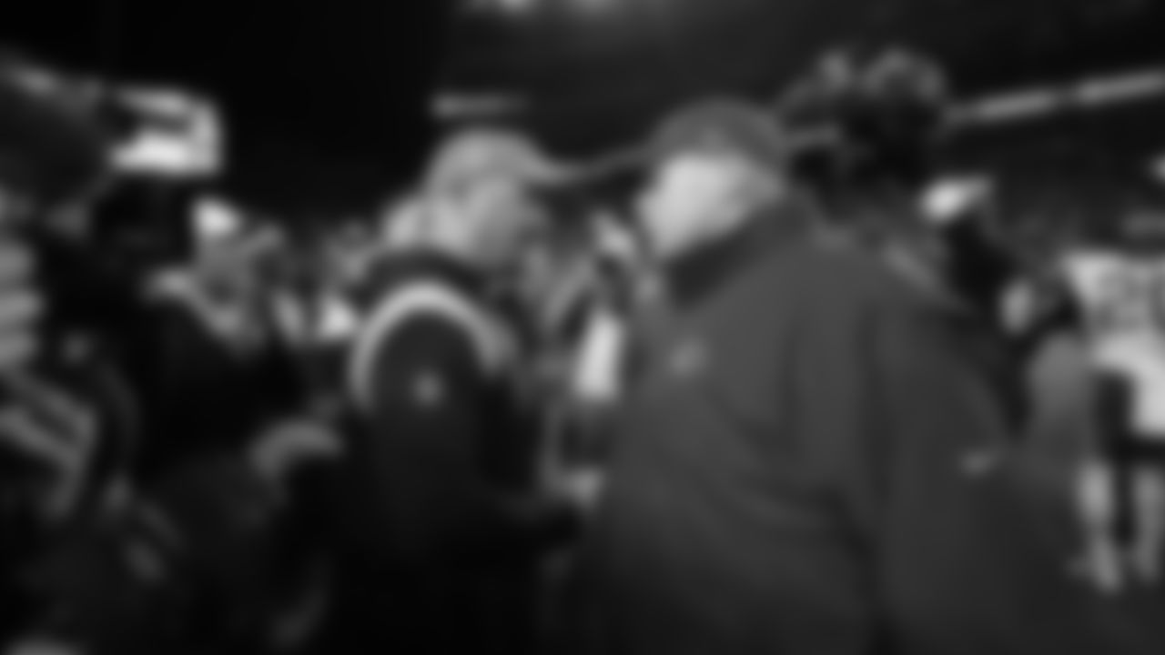 Kansas City Chiefs Head Coach Andy Reid and Broncos Head Coach Nathaniel Hackett after an NFL football game against the Denver Broncos, Sunday, December 11, 2022 in Denver.