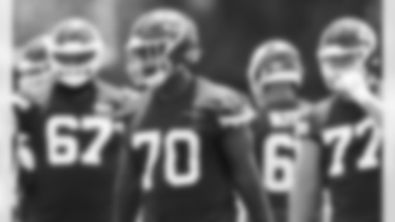 Kansas City Chiefs offensive tackle Prince Tega Wanogho (70) during phase 3 workouts at the The University of Kansas Health System Training Complex.