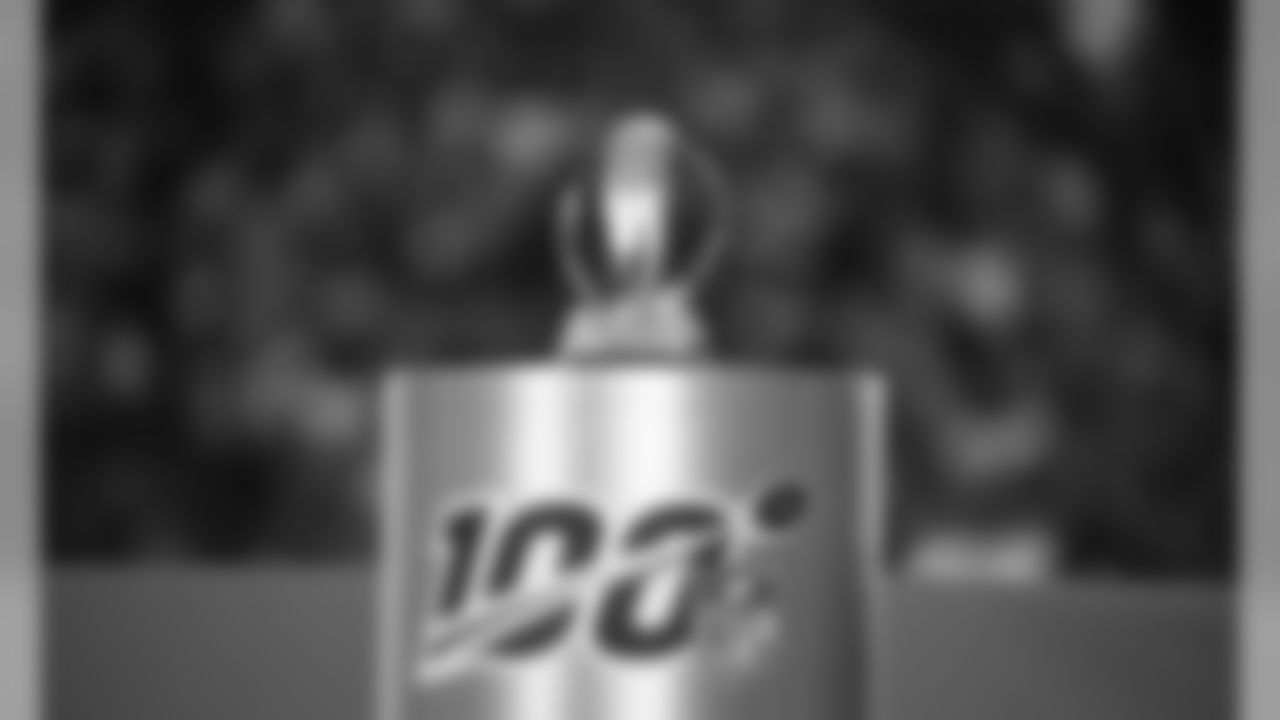 The Lamar Hunt Trophy after the game between the Kansas City Chiefs and the Tennessee Titans in the AFC Championship at Arrowhead Stadium on January 19, 2020.