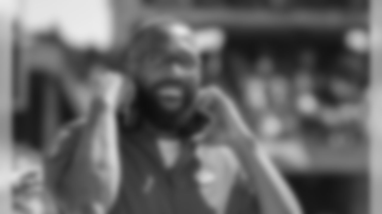 Kansas City Chiefs Wide Receivers Coach Greg Lewis during the National Anthem before the game between the Kansas City Chiefs and the Oakland Raiders at Oakland-Alameda County Coliseum in Oakland, CA.