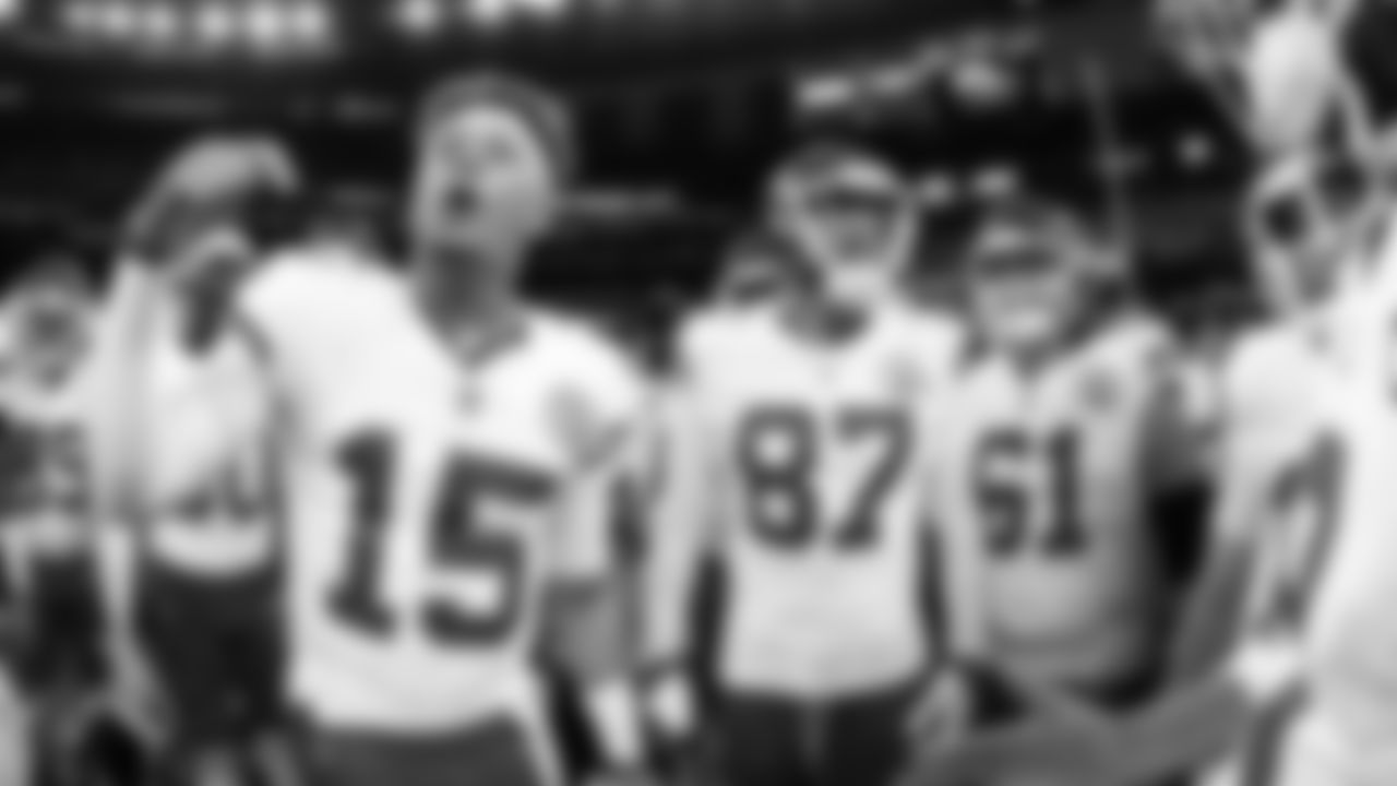 Kansas City Chiefs quarterback Patrick Mahomes (15) during pregame warmups at the Chiefs preseason Week 1 matchup against the New Orleans Saints on Sunday, August 13, 2023.