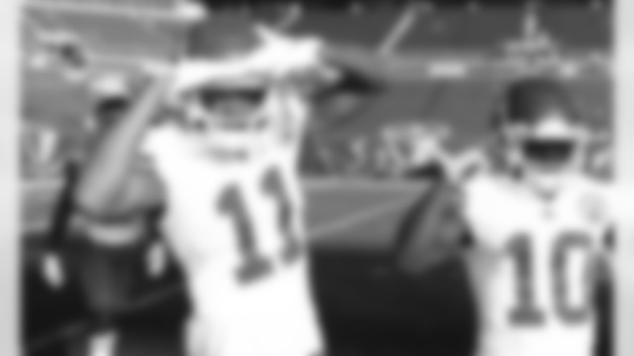 Kansas City Chiefs wide receiver Demarcus Robinson (11) prior to an NFL football game against the Tampa Bay Buccaneers at Raymond James Stadium on November 29, 2020.