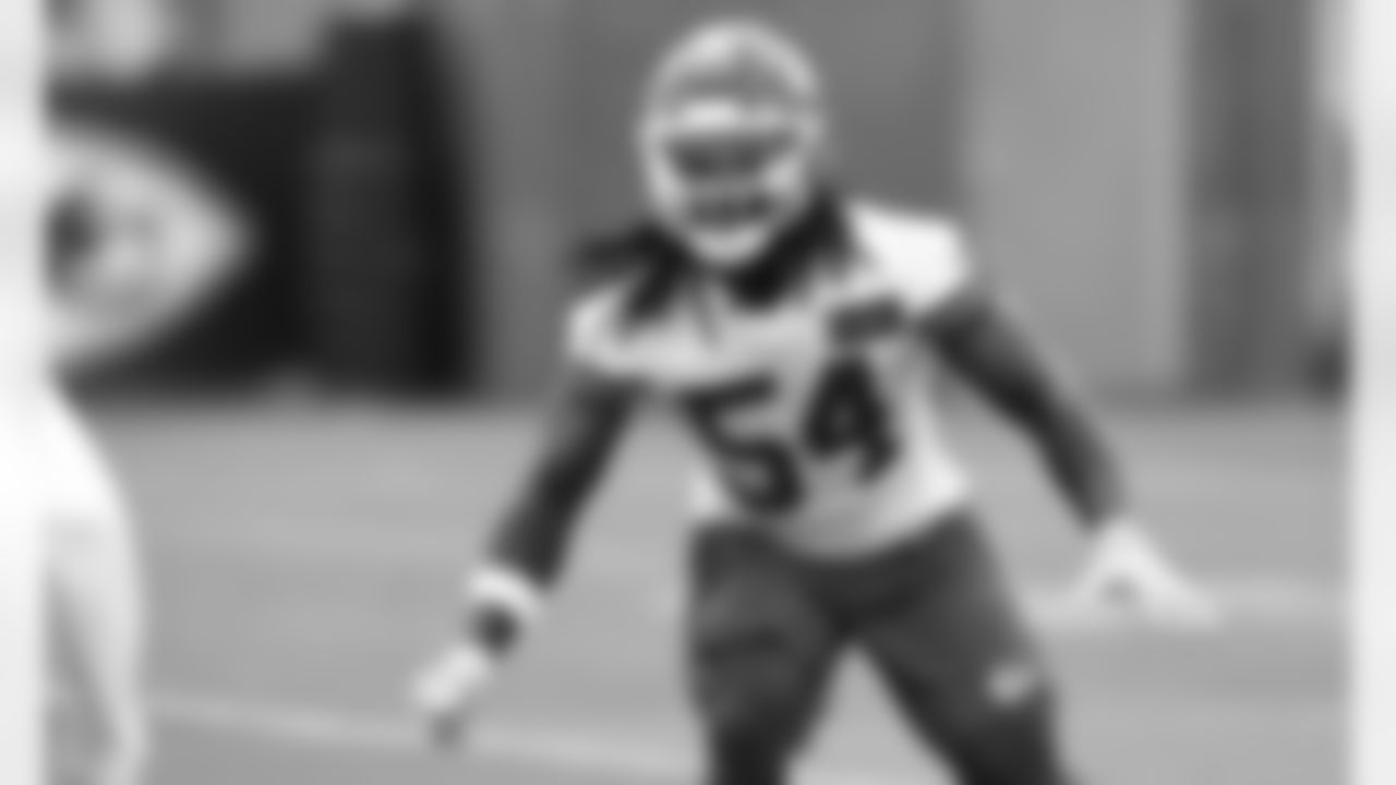 Kansas City Chiefs Linebacker Nick Bolton (54) during day two practice at Chiefs rookie mini camp.