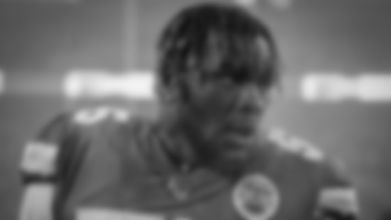 Kansas City Chiefs Defensive End Frank Clark (55) after the game between The Kansas City Chiefs and The Houston Texans in the Divisional Playoff game at Arrowhead Stadium on January 12, 2019.