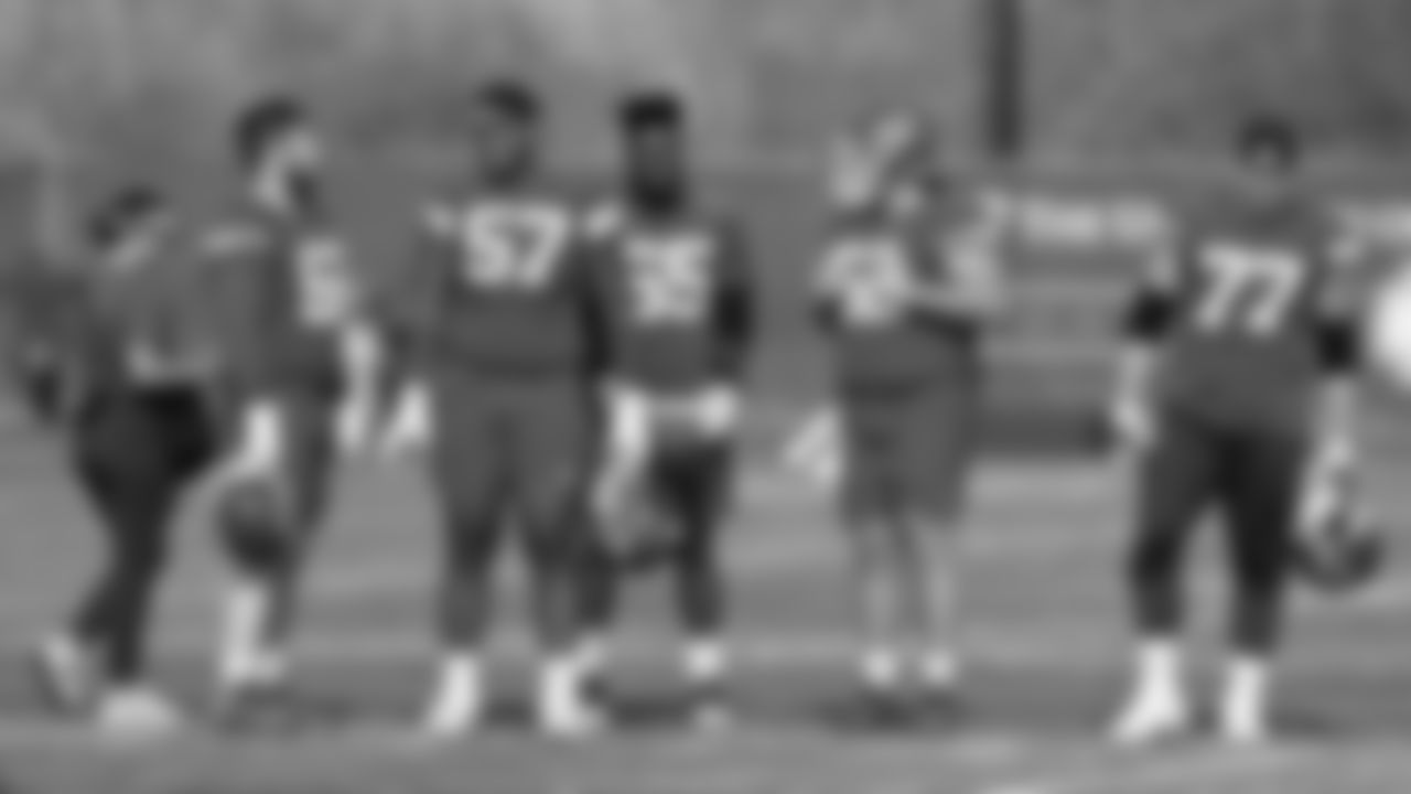 The Kansas City Chiefs offensive line during practice on Thursday, November 3, 2022.