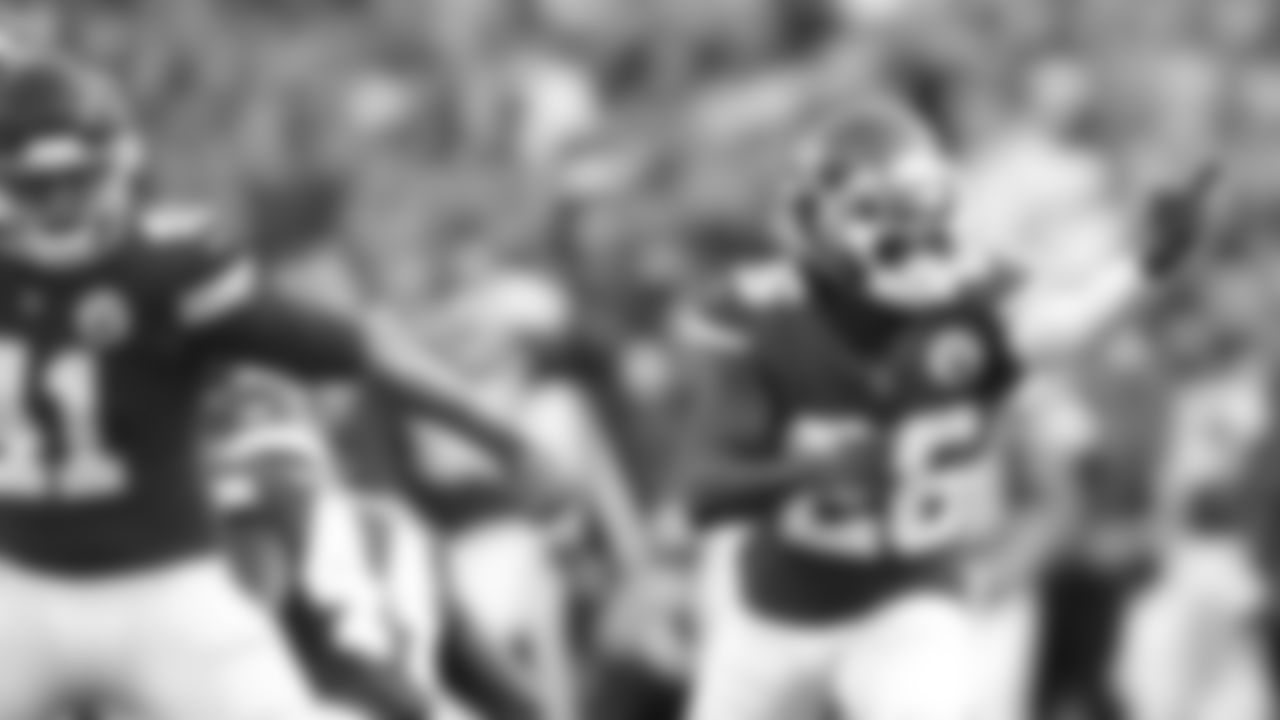 Kansas City Chiefs defensive back Chris Lammons (26) celebrates a special teams play during an NFL football game against the Cleveland Browns, Sunday, September 12, 2021 in Kansas City.