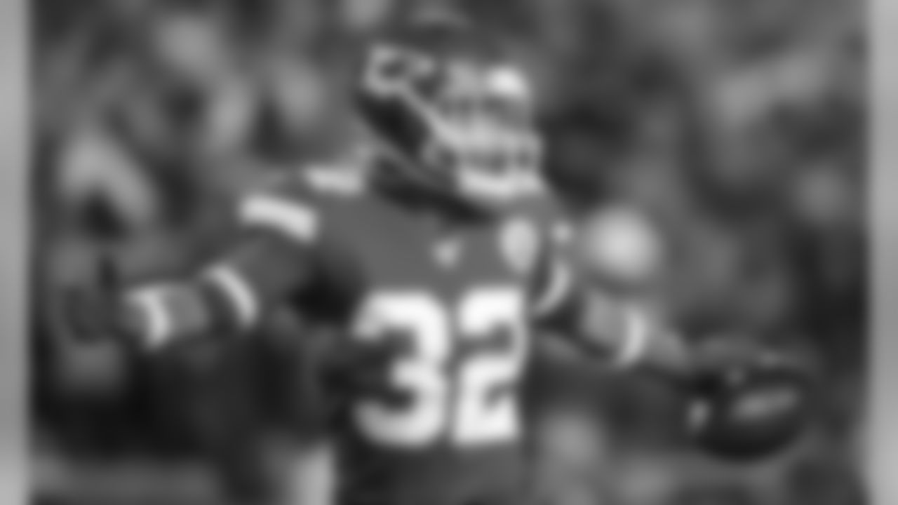 Kansas City Chiefs safety Tyrann Mathieu (32) during the Sunday Night Football game between the Kansas City Chiefs and the Indianapolis Colts at Arrowhead Stadium on October 6, 2019.
