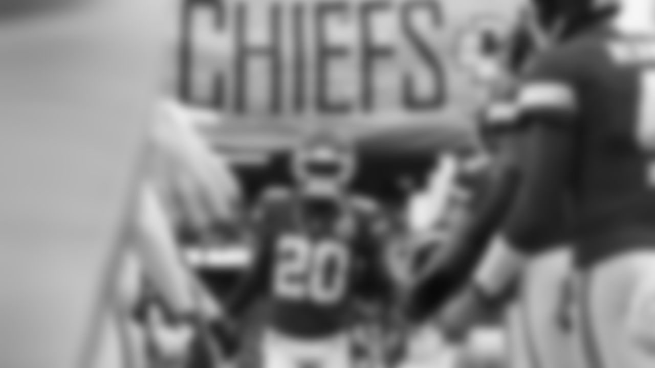 Kansas City Chiefs safety Justin Reid (20) running on to the field prior to an NFL Football game against the Los Angeles Rams, Sunday Nov 27, 2022 in Kansas City MO.