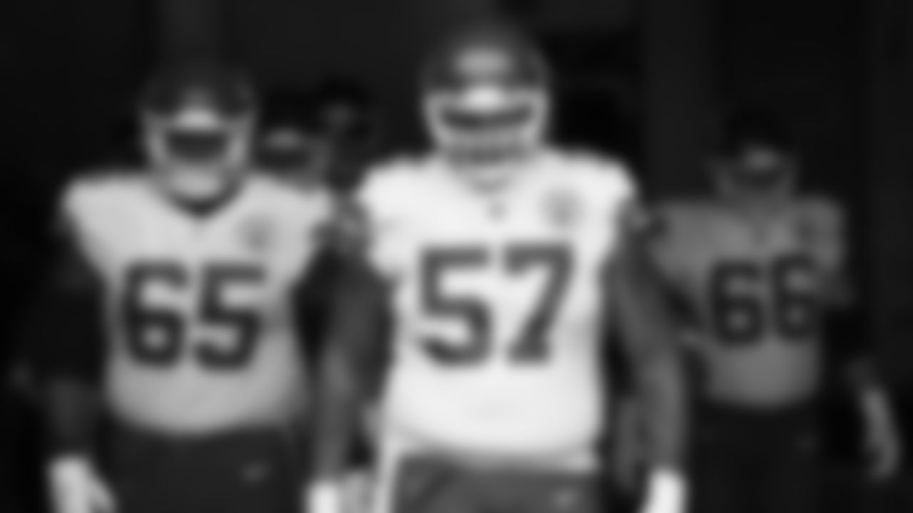 Kansas City Chiefs offensive tackle Orlando Brown (57) prior to an NFL football game against the Cincinnati Bengals, Sunday, January 2, 2022 in Cincinnati.