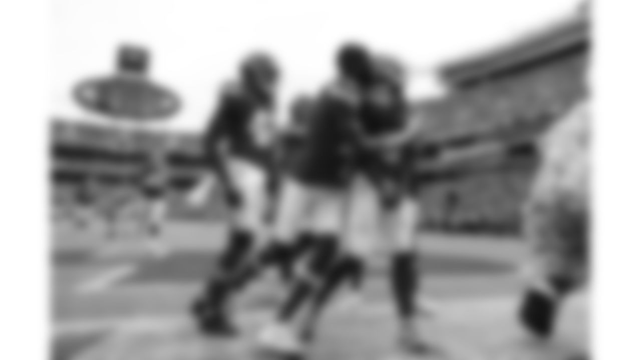Kansas City Chiefs wide receiver Ihmir Smith-Marsette (82) celebrates a touchdown during the Chiefs preseason Week 3 matchup against the Cleveland Browns at GEHA Field at Arrowhead Stadium on Saturday, August 26, 2023.