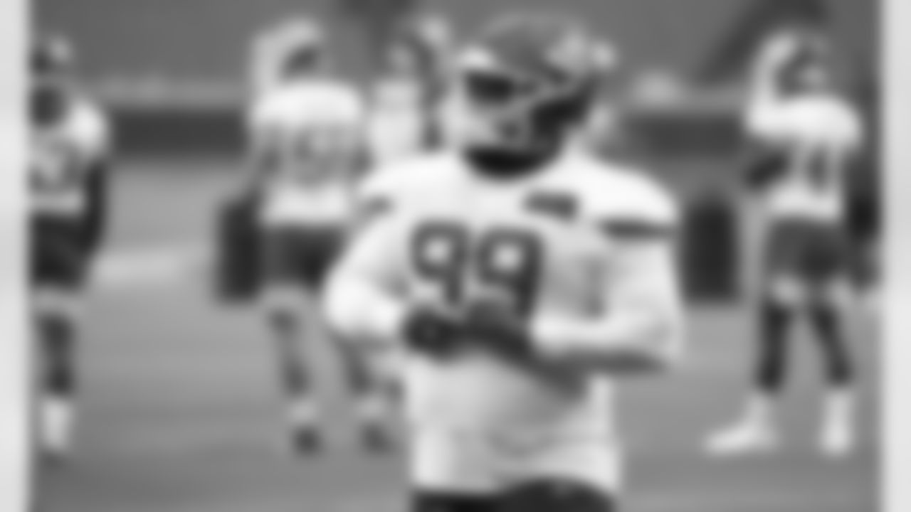 Kansas City Chiefs defensive tackle Khalen Saunders (99) during Season Ticket Member Day at training camp practice at Arrowhead Stadium on August 29, 2020.