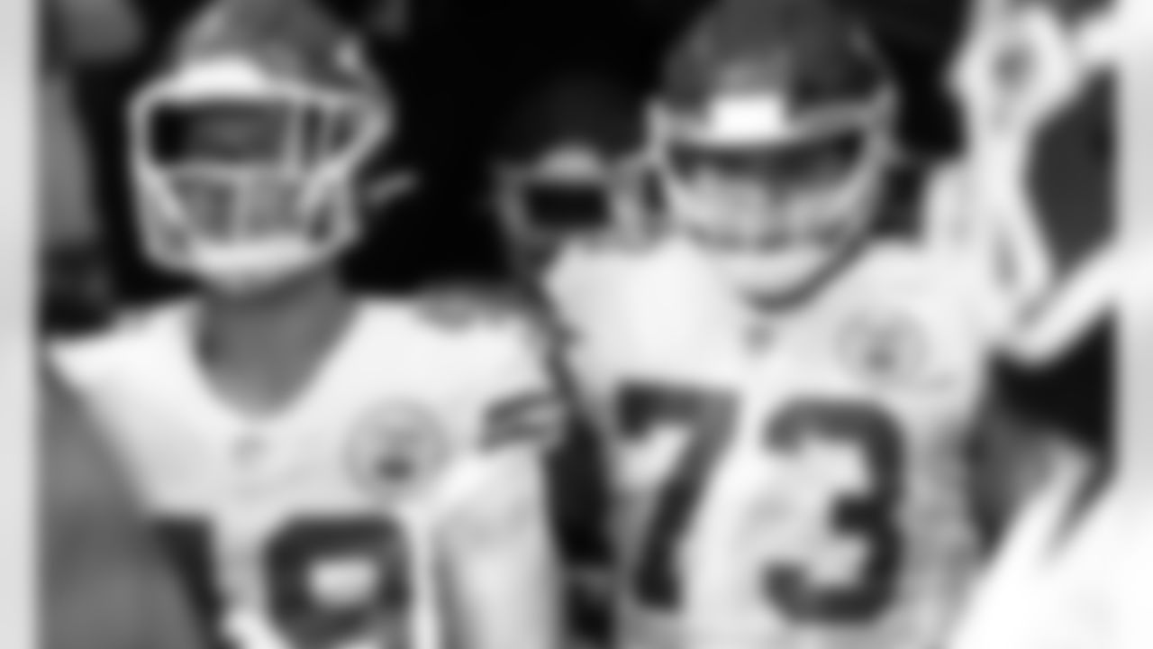 Kansas City Chiefs offensive guard Nick Allegretti (73) prior to an NFL football game against the New Orleans Saints, Sunday, Dec. 20, 2020 in New Orleans.