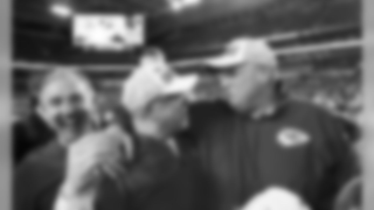 Kansas City Chiefs Defensive Coordinator Steve Spagnuolo, Tight Ends Coach Tom Melvin, Head Coach Andy Reid after Super Bowl LIV between the Kansas City Chiefs and San Francisco 49ers on February 2, 2020.
