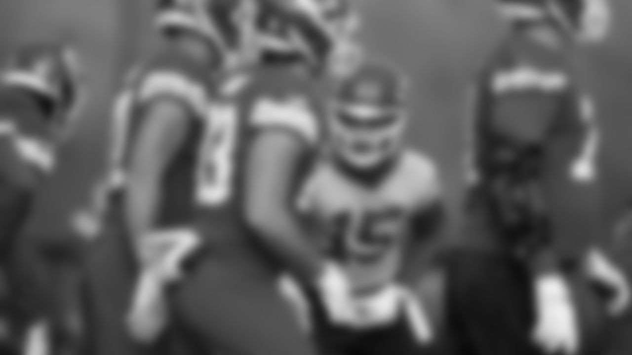 Kansas City Chiefs quarterback Patrick Mahomes (15) during practice on Thursday, December 1, 2022.