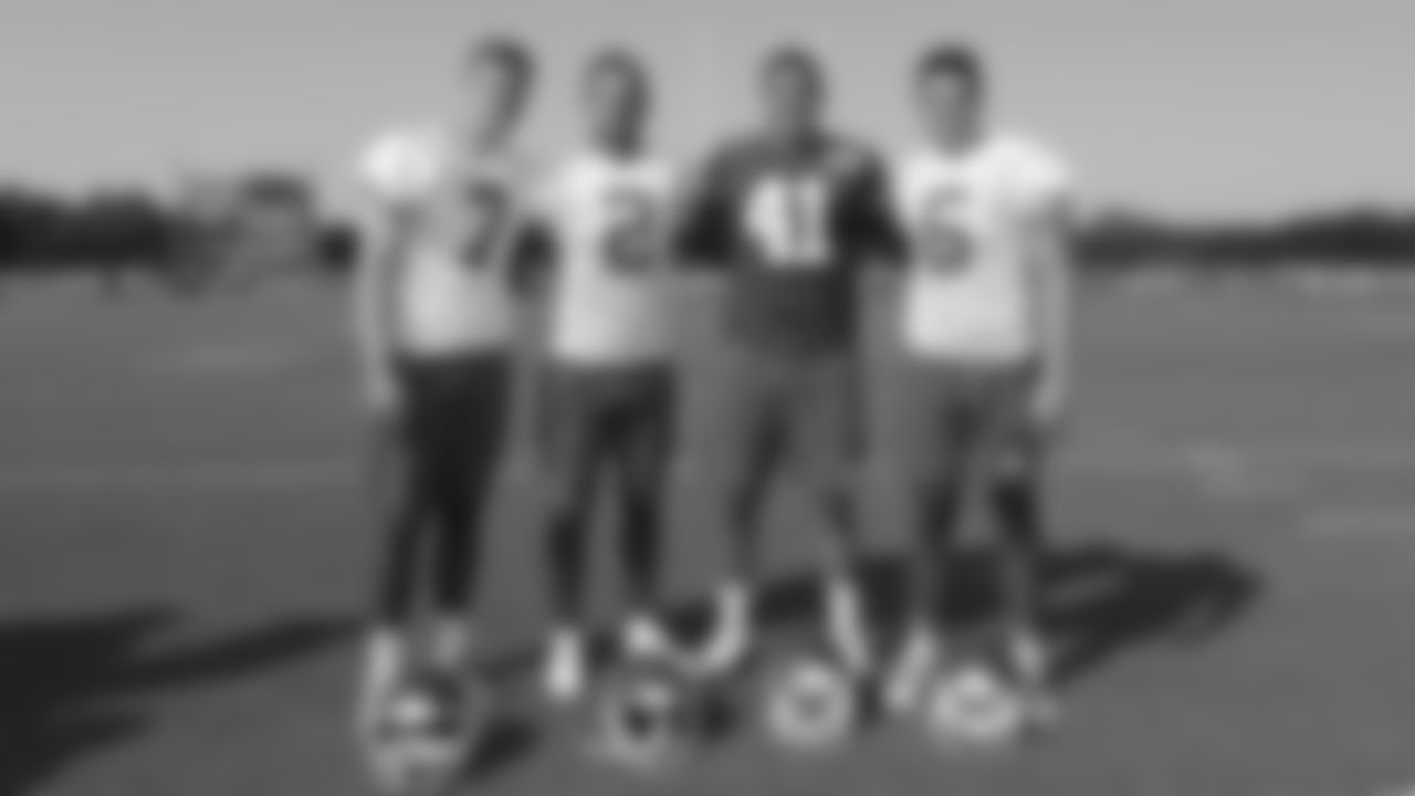Kansas City Chiefs Kicker Harrison Butker (7), Punter Dustin Colquitt (2), Long Snapper James Winchester (41), and Punter Jack Fox (6) after a 2019 Training Camp practice at Missouri Western State University in St. Joseph, MO.