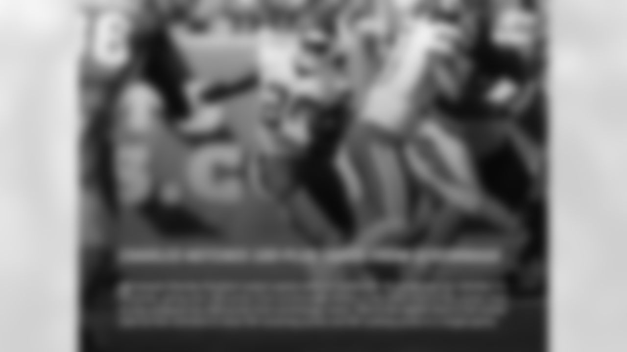 CHARLES NOTCHES 100-PLUS YARDS FROM SCRIMMAGE: RB Jamaal Charles finished today's game with 11 rushes for 75 yards and six catches for 70 yards, giving him 145 yards from scrimmage, which is the 53rd time in his career that he has eclipsed the 100-yards from scrimmage mark. This is the eighth time in his career that he has notched at least 50 receiving yards and 50 rushing yards in a single game.