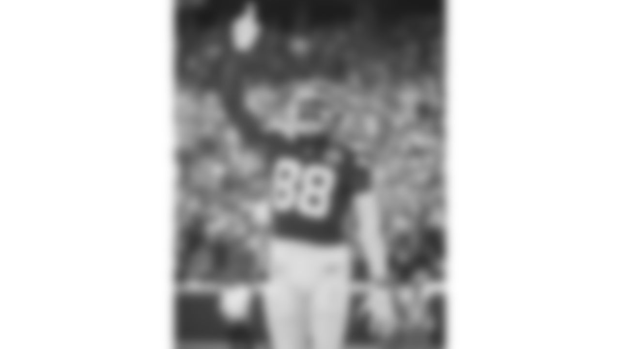 Kansas City Chiefs tight end Jody Fortson (88) celebrates his first career touchdown during an NFL football game against the Los Angeles Chargers, Sunday, September 26, 2021 in Kansas City.