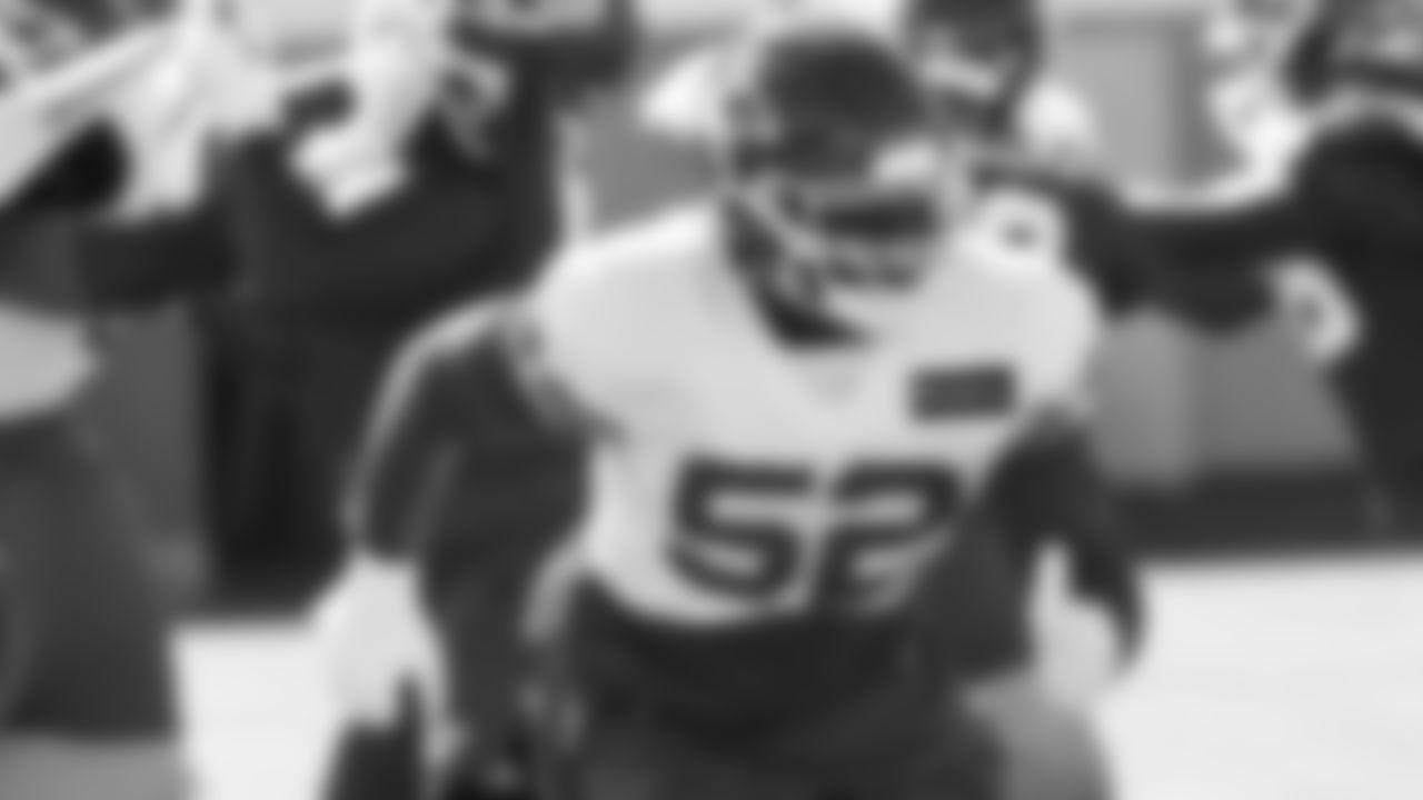Kansas City Chiefs Linebacker Demone Harris (52) during Week 6 preparation for the Buffalo Bills.