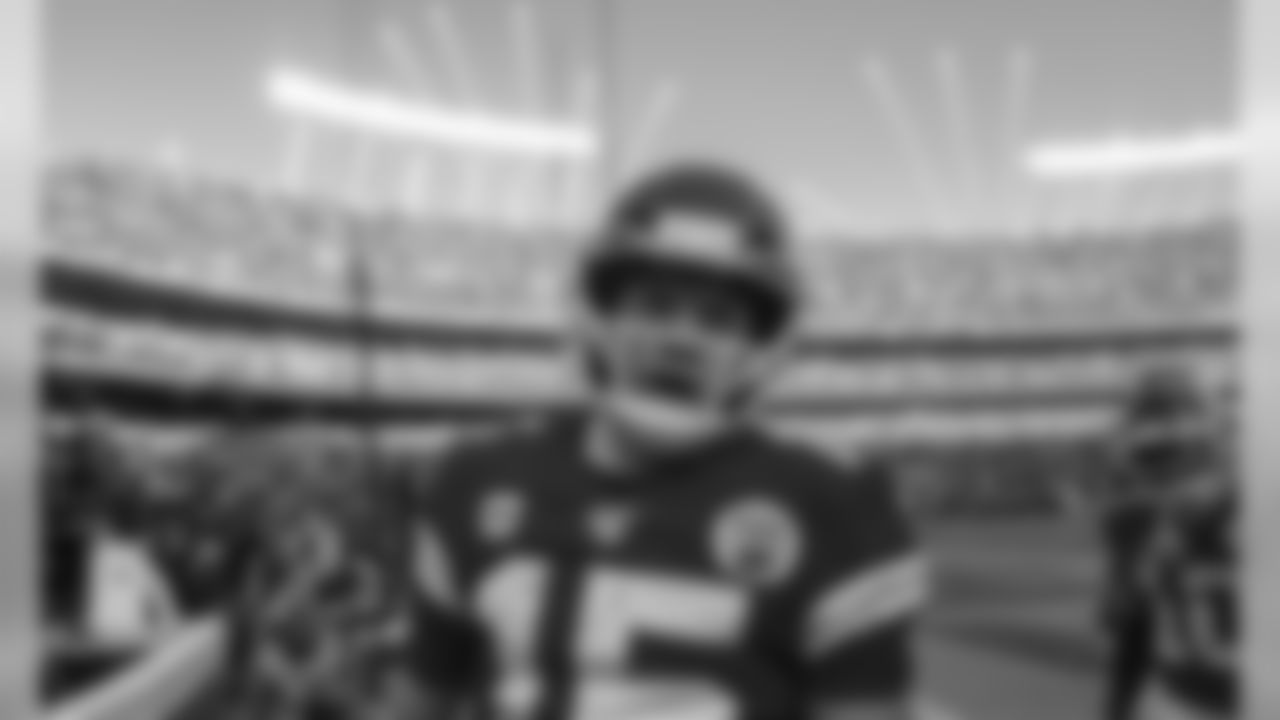 Kansas City Chiefs Quarterback Patrick Mahomes (15) during the game between the Kansas City Chiefs and the Tennessee Titans in the AFC Championship at Arrowhead Stadium on January 19, 2020.