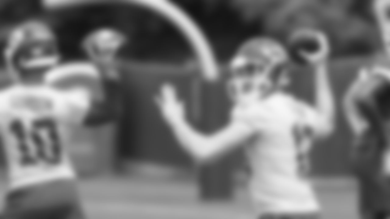 Quarterback Dustin Crum (13) during the second day of practice for Kansas City Chiefs rookie mini camp.