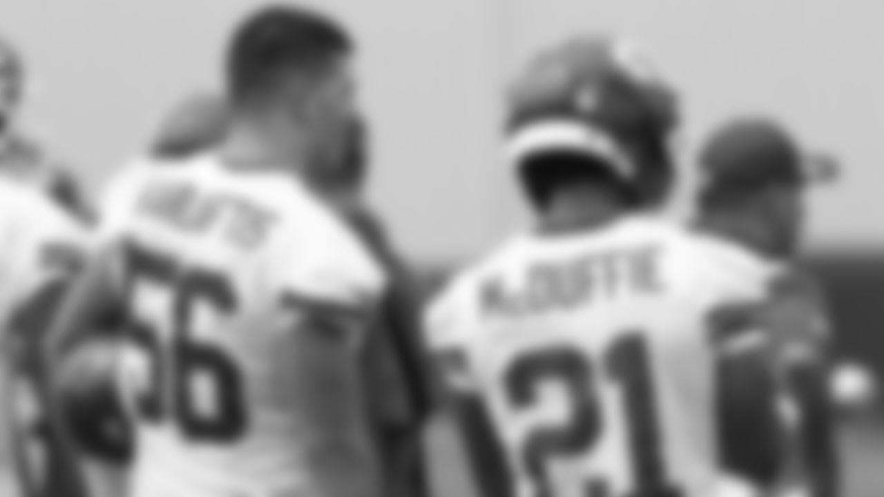 Defensive end George Karlaftis (56) during the second day of practice for Kansas City Chiefs rookie mini camp.
