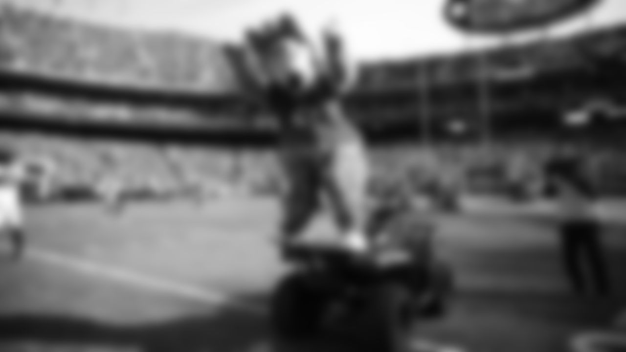 KC Wolf performs prior to the AFC Championship football game against the Cincinnati Bengals, Sunday, January 30, 2022.