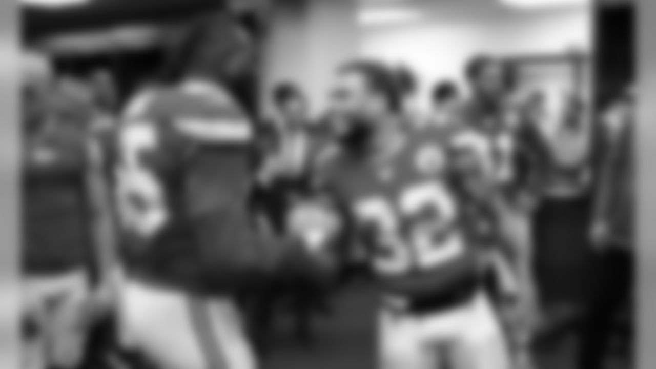 Kansas City Chiefs Safety Tyrann Mathieu (32) after the game between the Kansas City Chiefs and the Los Angeles Chargers at Arrowhead Stadium.