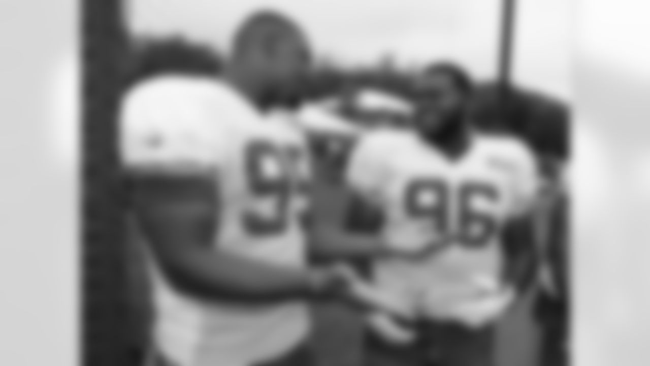 Kansas City Chiefs defensive tackle Chris Jones (95) and Kansas City Chiefs defensive tackle Dee Liner (96) during practice 7/29/18 at Chiefs Training Camp at Missouri Western State University in St Joseph, Missouri