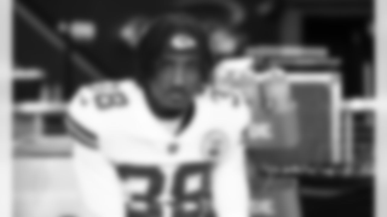 Kansas City Chiefs cornerback L'Jarius Sneed (38) prior to an NFL football game against the Las Vegas Raiders at Allegiant Stadium on November 22, 2020