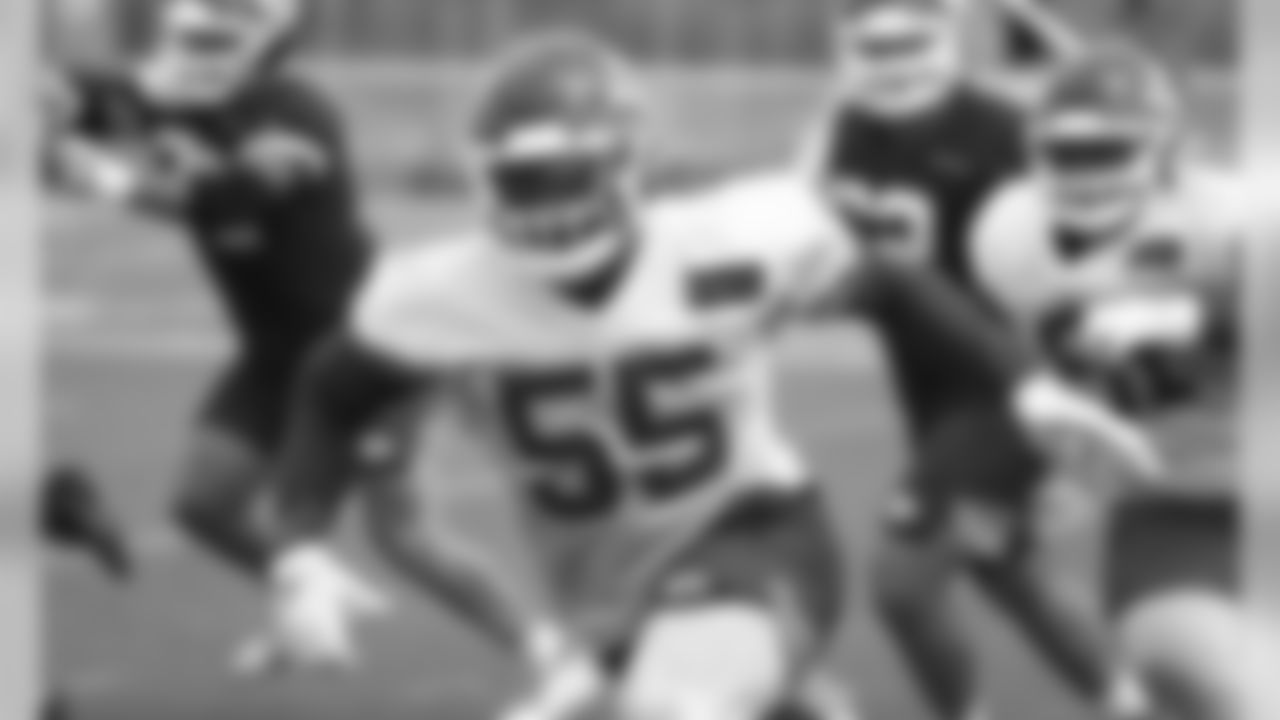 Kansas City Chiefs Defensive End Frank Clark (55) during a 2019 practice at The University of Kansas Health System Training Complex in Kansas City, MO.