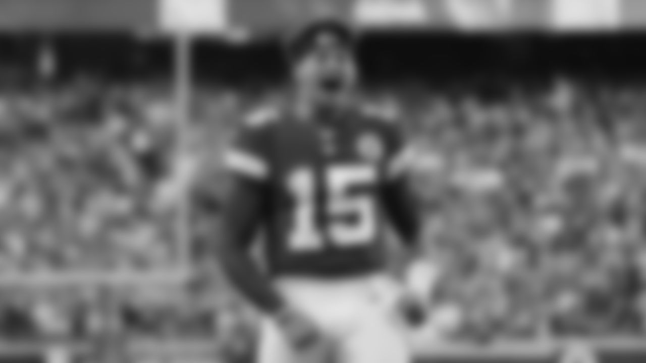 Kansas City Chiefs quarterback Patrick Mahomes (15) yells prior to an NFL football game against the Green Bay Packers, Sunday, November 7, 2021 in Kansas City.