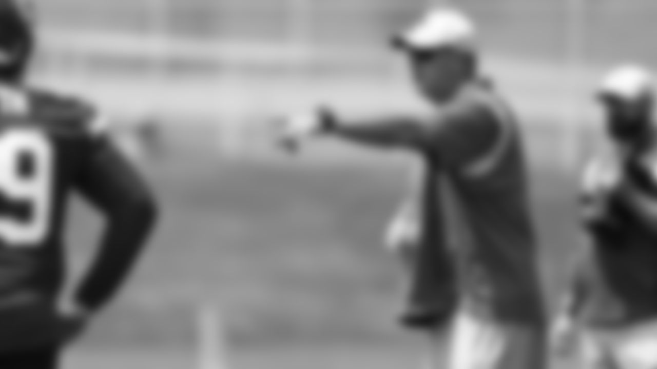 Kansas City Chiefs Offensive Line Coach Andy Heck at day 3 of OTAs on Wednesday, May 24th, 2023 in Kansas City Missouri.