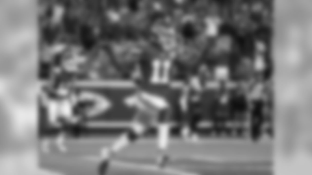 Kansas City Chiefs wide receiver Demarcus Robinson (11) during Texans at Chiefs at Arrowhead Stadium on 8/9/18.